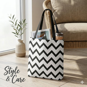 Klassische Chevron-Tasche in Crisp Weiß und Schwar Tasche