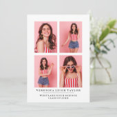 KLASSISCHE CHIC FOTO COLLAGE ABSCHLUSS-ANKÜNDIGUNG EINLADUNG (Stehend Vorderseite)