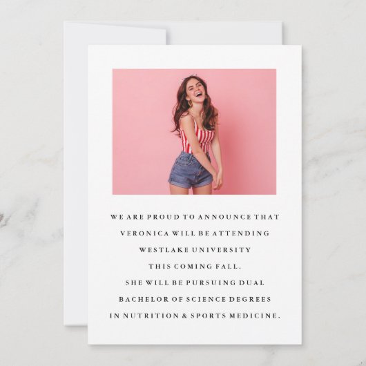 KLASSISCHE CHIC FOTO COLLAGE ABSCHLUSS-ANKÜNDIGUNG EINLADUNG (Rückseite)