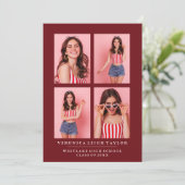 KLASSISCHE CHIC FOTO COLLAGE ABSCHLUSS-ANKÜNDIGUNG EINLADUNG (Stehend Vorderseite)