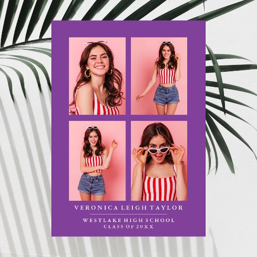 KLASSISCHE CHIC FOTO COLLAGE ABSCHLUSS-ANKÜNDIGUNG EINLADUNG