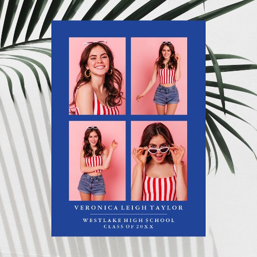 KLASSISCHE CHIC FOTO COLLAGE ABSCHLUSS-ANKÜNDIGUNG EINLADUNG