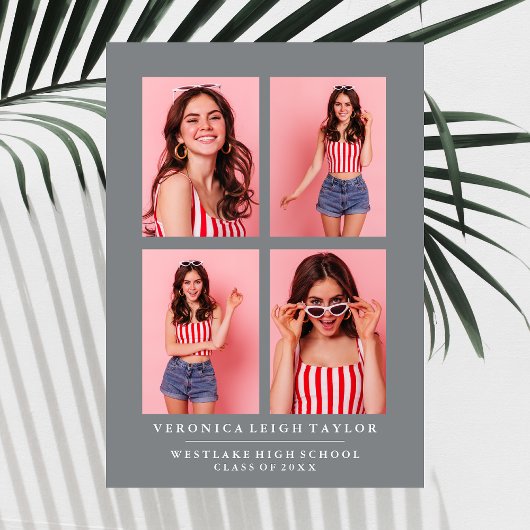 KLASSISCHE CHIC FOTO COLLAGE ABSCHLUSS-ANKÜNDIGUNG EINLADUNG