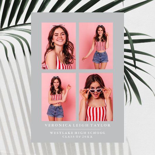 KLASSISCHE CHIC FOTO COLLAGE ABSCHLUSS-ANKÜNDIGUNG EINLADUNG