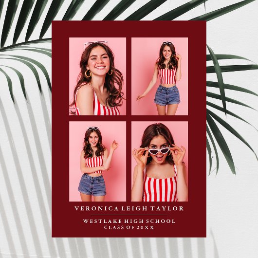 KLASSISCHE CHIC FOTO COLLAGE ABSCHLUSS-ANKÜNDIGUNG EINLADUNG