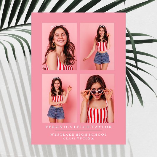 KLASSISCHE CHIC FOTO COLLAGE ABSCHLUSS-ANKÜNDIGUNG EINLADUNG