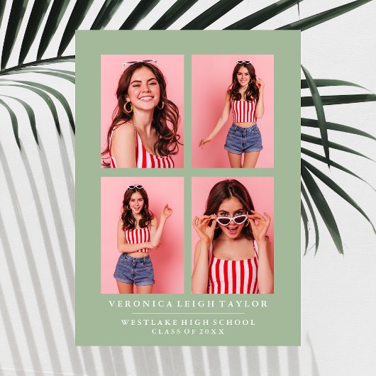 KLASSISCHE CHIC FOTO COLLAGE ABSCHLUSS-ANKÜNDIGUNG EINLADUNG