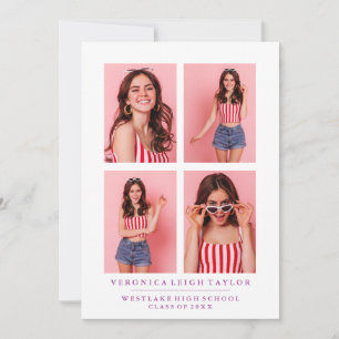 KLASSISCHE CHIC FOTO COLLAGE ABSCHLUSS-ANKÜNDIGUNG EINLADUNG