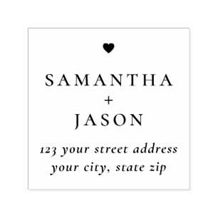 Klassische Chic-Hochzeitsnamen & Herz-Rücksendeadr Permastempel