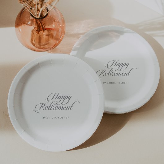 Klassische Chic-Kalligrafie-Ruhestand Pappteller