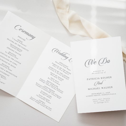 Klassische Chic-Kalligrafie-We-do-Hochzeitsprogram Programm
