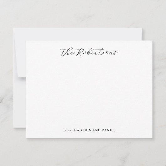 Klassische Chic Script Schwarz und Weiße Paare Anm Mitteilungskarte (Vorderseite)