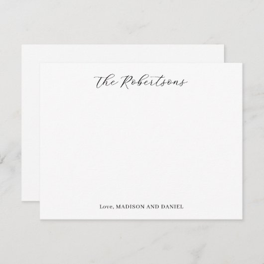 Klassische Chic Script Schwarz und Weiße Paare Anm Mitteilungskarte (Vorne/Hinten)
