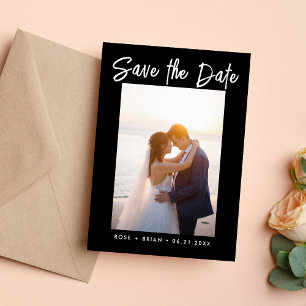 Klassische Chic Statement Save The Date Fotokarte Dankeskarte