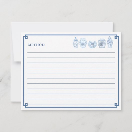 Klassische chinesische Blue-White-Vase-Rezept-Kart Einladung (Rückseite)