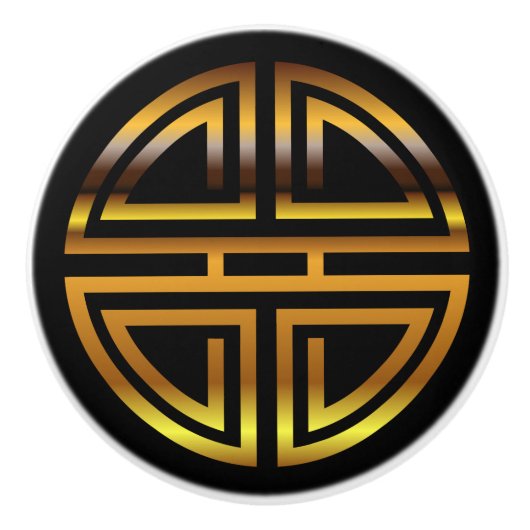 Klassische chinesische Bronzelanglebigkeits-rundes Keramikknauf (Vorderseite)