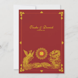 Klassische chinesische Hochzeitseinladung mit Drac RSVP Karte