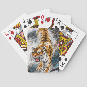 Klassische chinesische Sumi-e-Tigermalerei Vintage Spielkarten