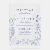 Klassische Chinoiserie Blaue Viktorianische Blumen Acrylschild (Vorderseite)