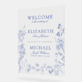 Klassische Chinoiserie Blaue Viktorianische Blumen Acrylschild (Winkel)