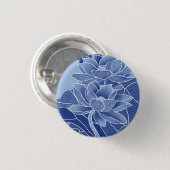 Klassische Chinoiserie Chic Blue Lotus Blume Button (Vorne & Hinten)