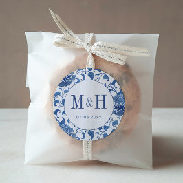 Klassische Chinoiserie Monogram-Gastgeschenk Hochz Runder Aufkleber