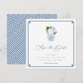 Klassische Chinoiserie Navy Blue Green Spring Wedd Save The Date