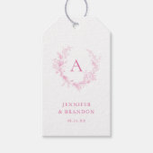 Klassische Chinoiserie Pink Monogram Wedding Geschenkanhänger (Vorderseite)