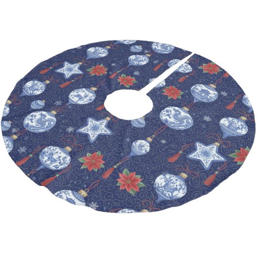 Klassische Chinoiserie Weihnachtsschmuck Polyester Weihnachtsbaumdecke (Schrägansicht)