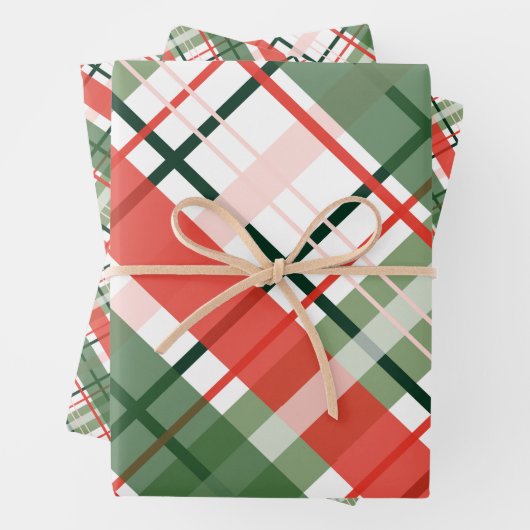 Klassische Christmesse Rot Grün und Weiß kariert Geschenkpapier Set (Beispiel)