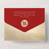 Klassische Circle Double Happiness Chinese Wedding All In One Einladung (Rückseite)