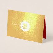 Klassische Circle Double Happiness Chinese Wedding Folienkarte (Vorderseite)