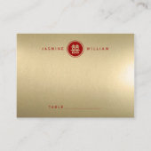Klassische Circle Double Happiness Chinese Wedding Platzkarte (Vorderseite)