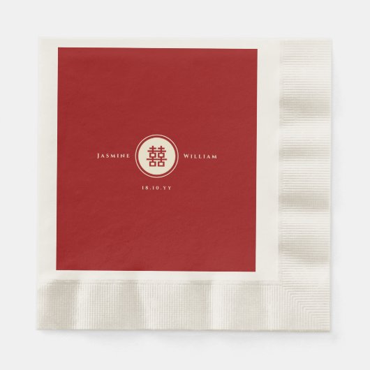 Klassische Circle Double Happiness Chinese Wedding Serviette (Vorderseite)