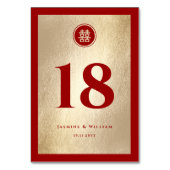 Klassische Circle Double Happiness Chinese Wedding Tischnummer (Vorderseite)