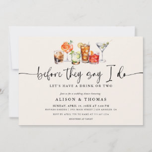 Klassische Cocktail-Hochzeitsdusche   Verlobungsfe Einladung