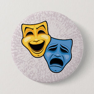 Klassische Comedy- und Tragödientheater-Masken Button