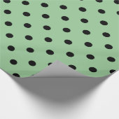Klassische, coole, elegante schwarze, grüne Polka- Geschenkpapier (Ecke)