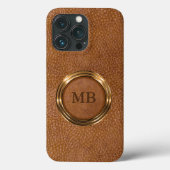 Klassische Coole Männerlederleder-Monogramm Case-Mate iPhone Hülle (Rückseite)