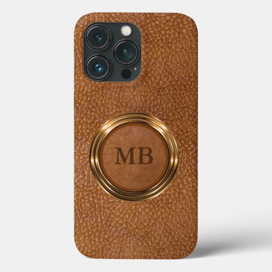 Klassische Coole Männerlederleder-Monogramm Case-Mate iPhone Hülle (Rückseite)