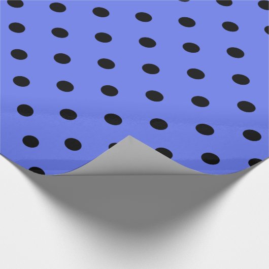 Klassische, coole, schwarze, lila blaue Polka-Punk Geschenkpapier (Ecke)