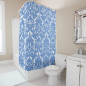 Klassische Cornflower Blue & White Damask Floral Duschvorhang (Beispiel)