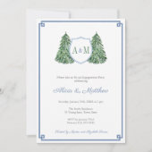 Klassische Cosy Cabin Kariert Monogram Engagement  Einladung (Vorderseite)