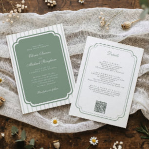 Klassische Country Club-Sage-Grün-Hochzeit Einladung