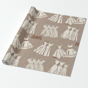 Klassische Couture-Vintage-Kleider für Modefans Geschenkpapier