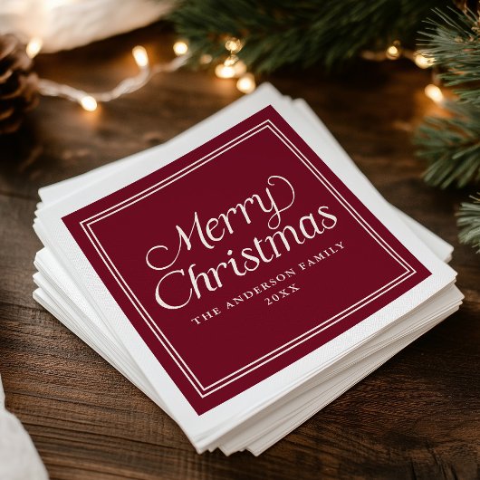 Klassische Cranberry mit doppelter Grenze Frohe We Serviette