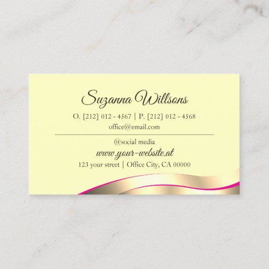 Klassische Cream Wavy Gold Dekoration mit Initials Visitenkarte (Rückseite)