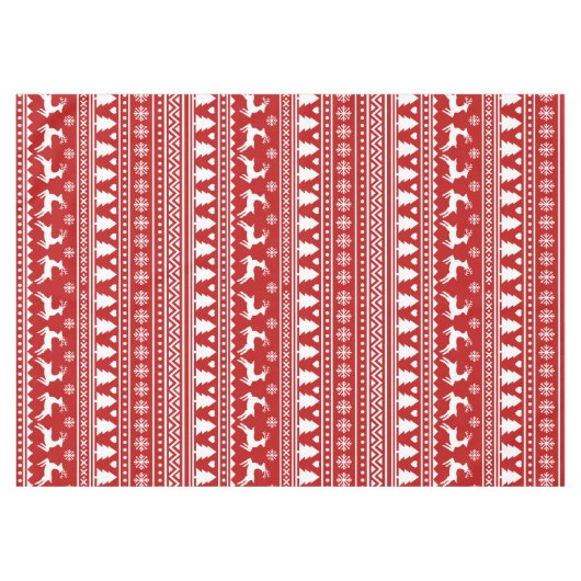 Klassische Cristmas Rentierschneeflocken Rot und W Tischdecke (Vorderseite (Horizontal))