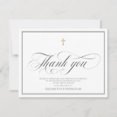 Klassische Cursive Script Calligrafy Cross Memoria Dankeskarte (Vorderseite)