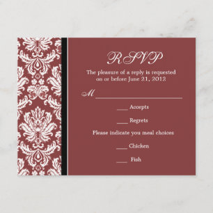 Klassische Damask Burgundy RSVP-Karte RSVP Karte